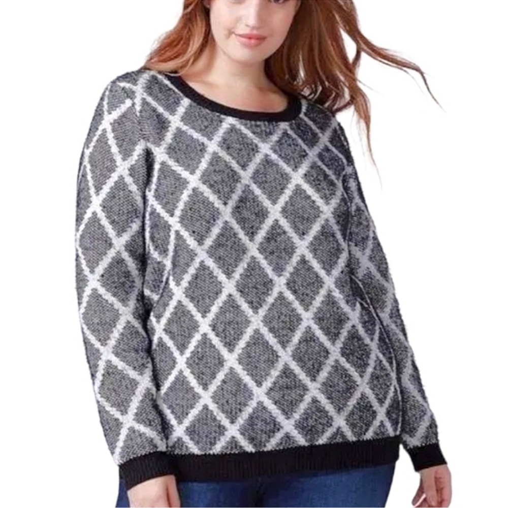 Lane Bryant • Sweater, Diamond Design, Eyelash Detail, Size 22/24, EUC